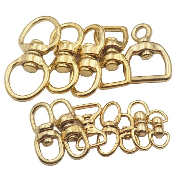 Double Ended Swivel Eye Hooks Solid Brass Eye to Eye Swivel Connector For Leather Craft