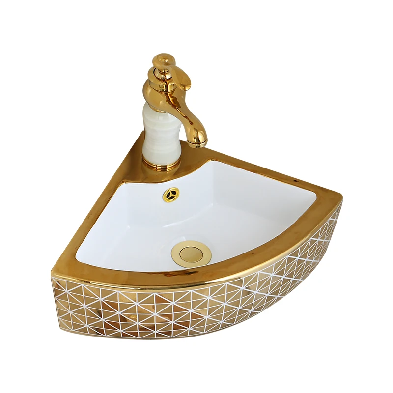 China Manufacturer Wall Mounted Golden Art Wash Basin