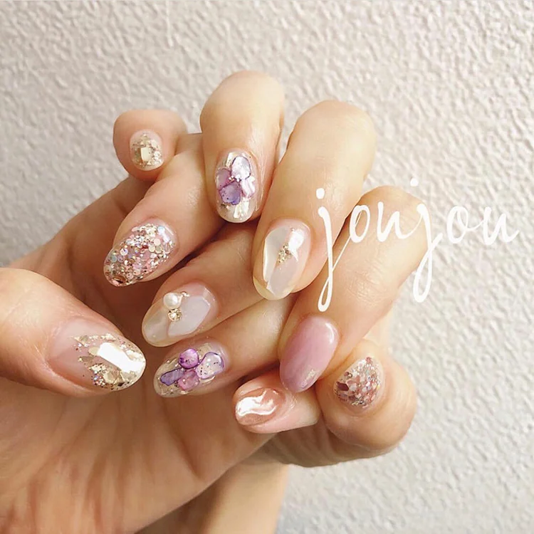 12 Colors Shell Slices Nail Rhinestones Nail Decoration