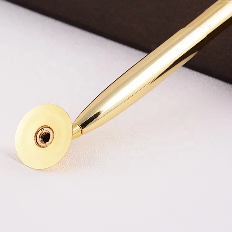NMHHL-025 Office Hotel Bank Supplier DIY Cheap Silver Gold Pen Holder Metal Roller Desktop Pen With Logo