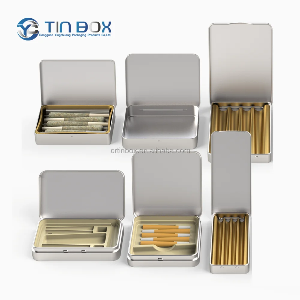 80 X 58 X15MM Childproof Mint Cartridge Hinged Tin Container Portable Embossing Child Resistant Cigarette Packaging Tin Box