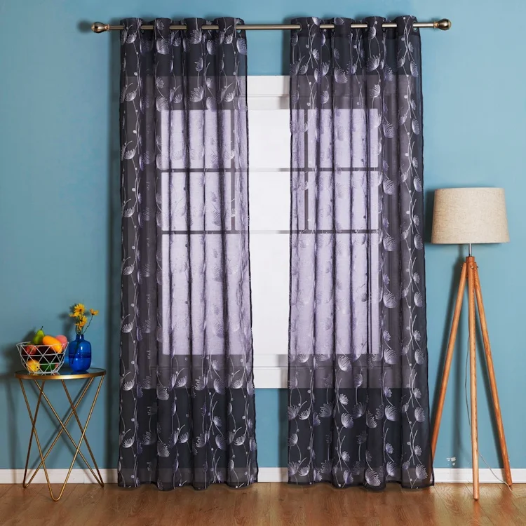 China Supplier Polyester Tulle Romantic Fancy Floral Sheer Embroidery Curtains