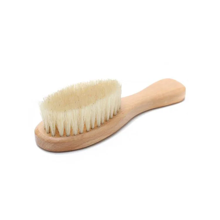 YQ-WYES1408 Baby Care Pure Natural Wool Baby Hairbrush Newborn Hair Wood Hair Comb Infant Comb Wooden Baby Brush Comb