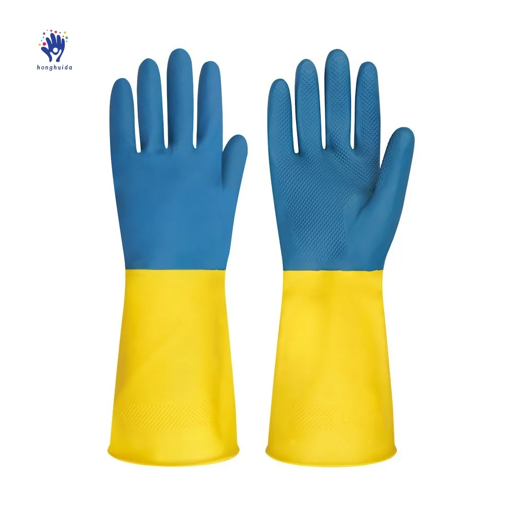 Unique Features Acid and Alkali Resistant Green Nitrile Rubber Oil Puncture Two-tone Guantes De Nitrilo