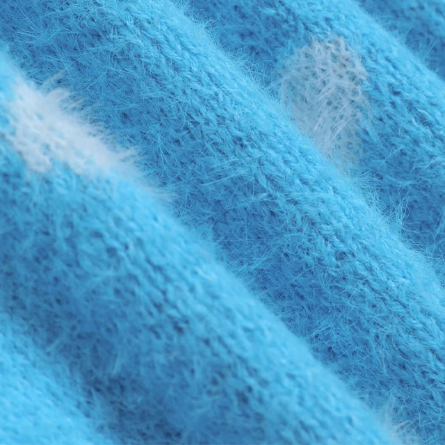 Custom Autumn Sky Blue Ladies Sweater Three Piece Vest Cardigan Skirt Set