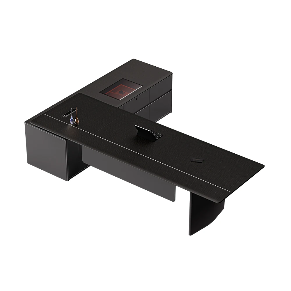 Executive Office Furniture Leather L Shaped Director Boss Table Design Modern Ceo Luxury Table Design For Manager