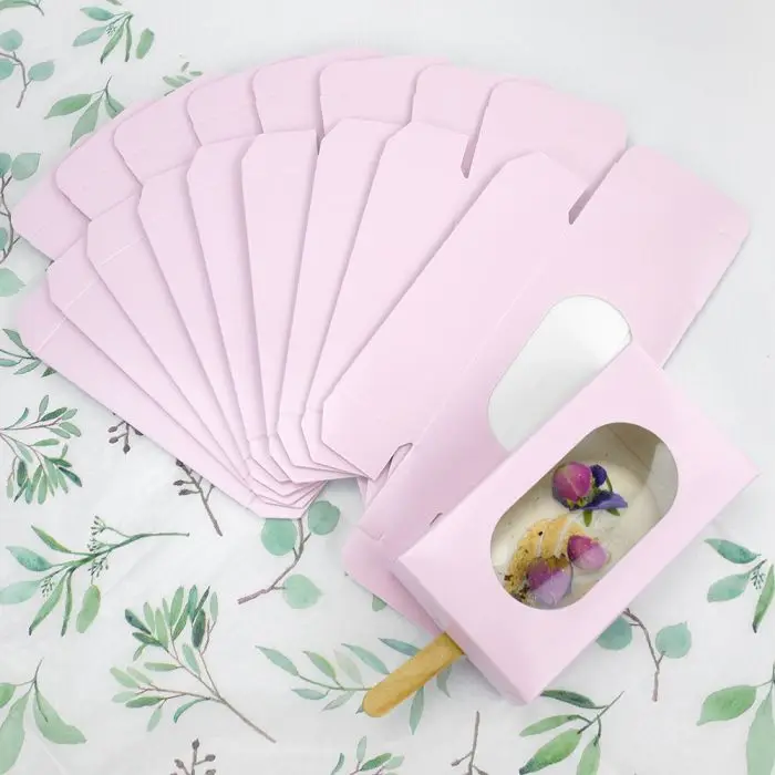 Custom Single Popsicle Cakesicle Gift Box Packaging Set 3.7 X 2.2 X 1.5 Inches White Clear 3 4 Divider Mini Cakesicle Boxes
