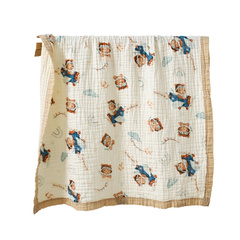 Newborns 6-Layer Pure Cotton Wide Edge Baby Bath Towel Soft Breathable Blanket Baby Sleeping Blanket Children quilts