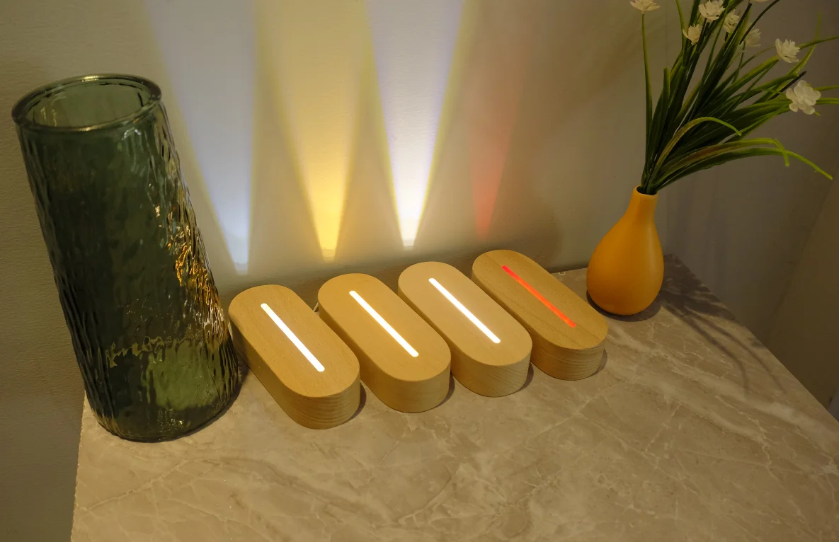 Xianfa Factory Wholesale Wood Led Night Light Base Wooden 3d Led Lamp Base For 3d Illusion Night Light USB Wooden Base