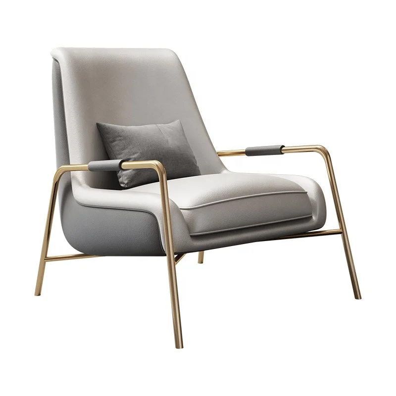 Nordic classic woven leather  with arm rest relaxing sofa chair stainless steel metal leg upholstered leather chairs sofa
