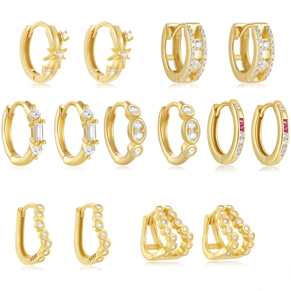 sliver 10k 14k 18k yellow solid gold round emerald cut lab grown diamonds hoop earrings