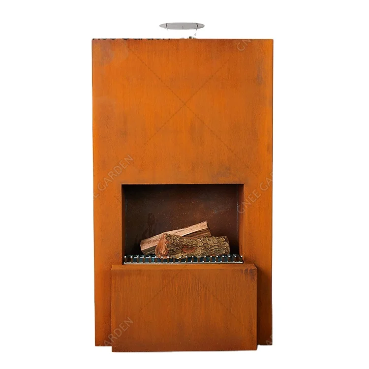 Сверхмощный открытый металлический камин corten стальной настенный
