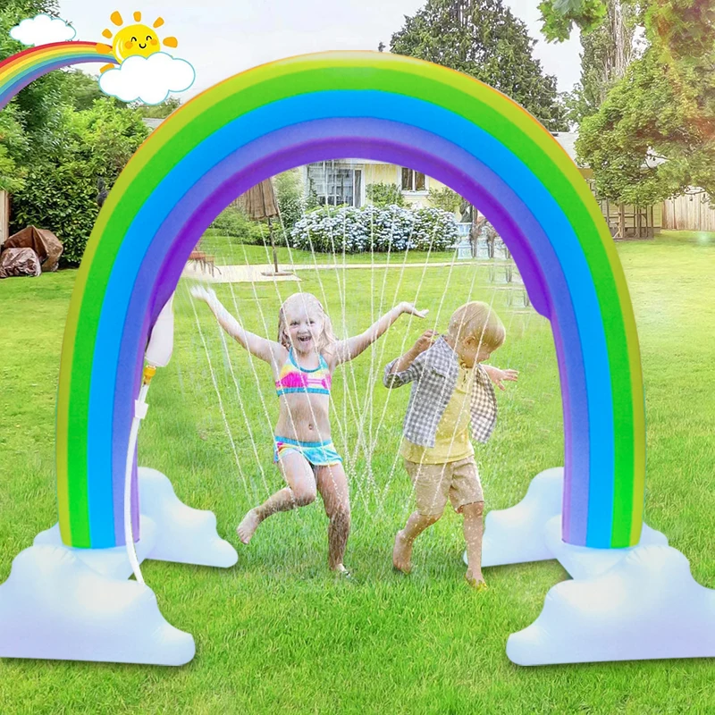 Outdoor Rainbow Sprinkler Inflatable Water Sprinkler arch Toys for Summer Backyard Water Park Kids Sprinkler Water game Toys