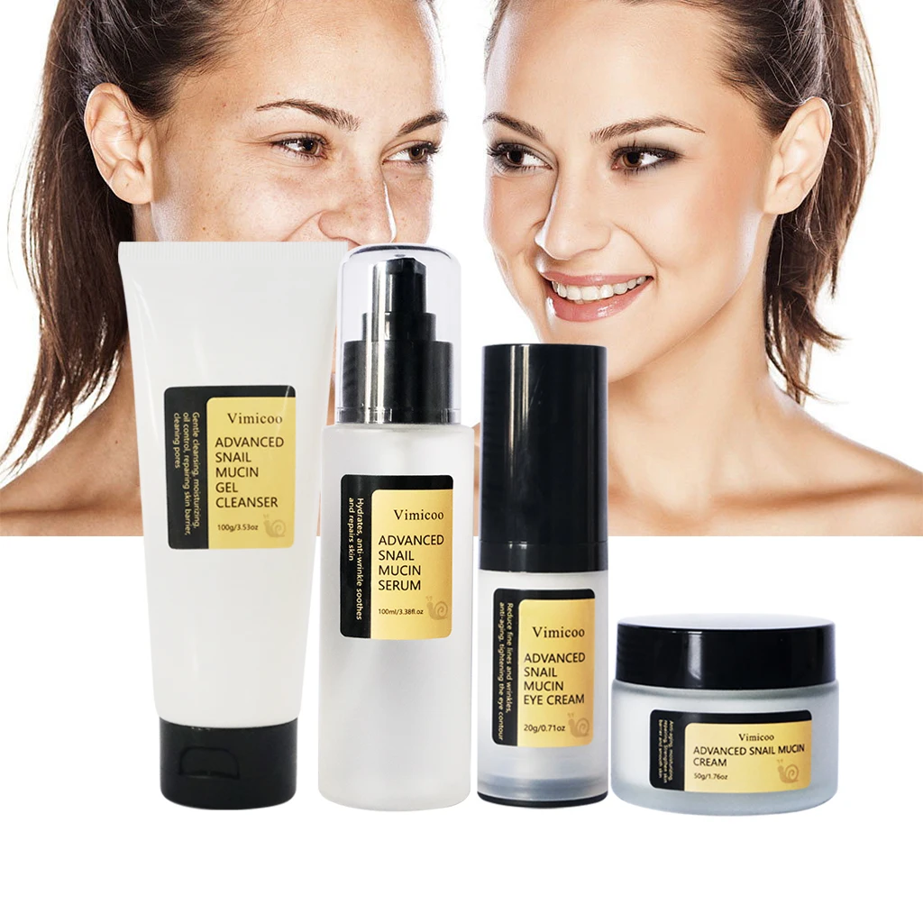Private Label Skin Care Korean Snail Secretion Filtrate Skincare Kit Hydrating Repairing Collagen Snail Muscin Skin Care Set