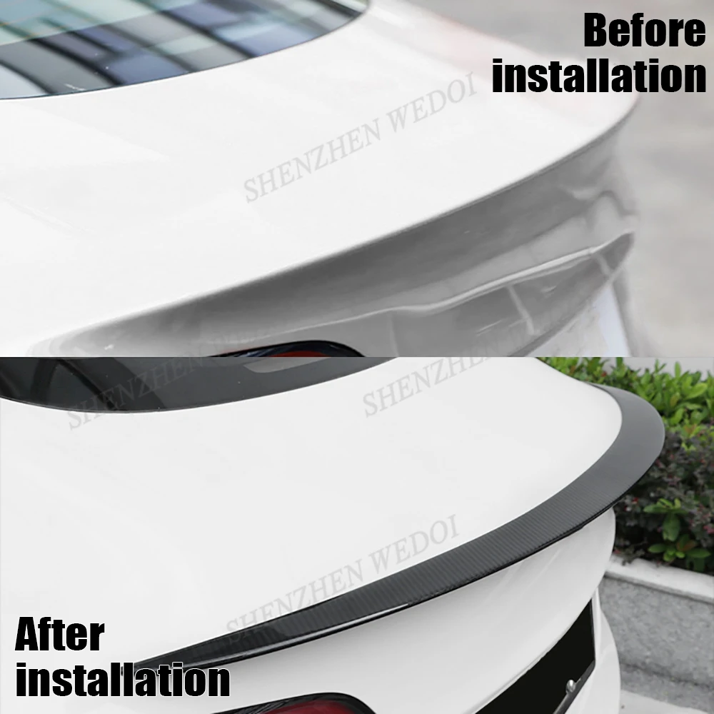 2024 new product tesla accessories real Dry Carbon Fiber rear performance spoiler wing lip fit for tesla model 3 highland