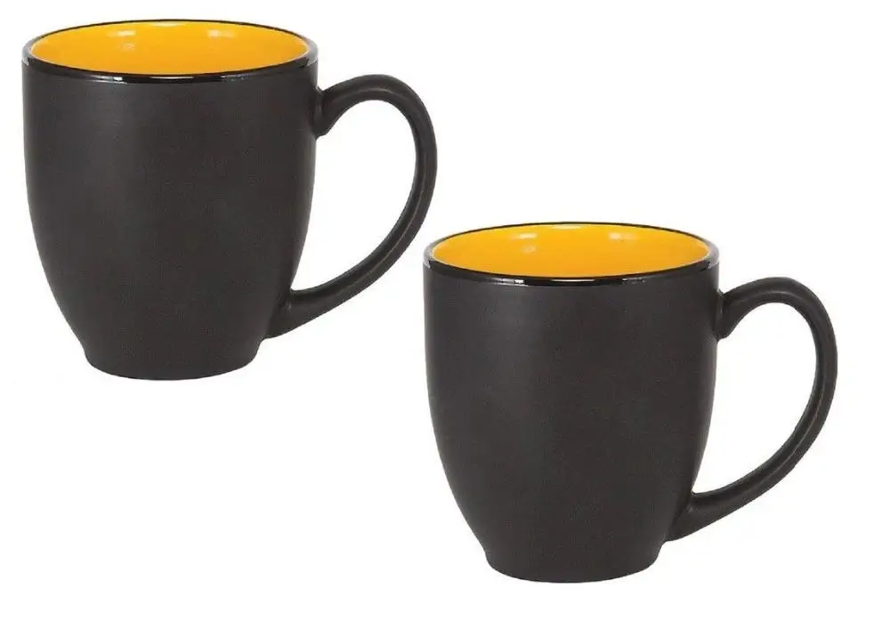 Manufacturer 6 cup set for Cappuccino Tea Cocoa Cereal matt color plain black ceramic mug