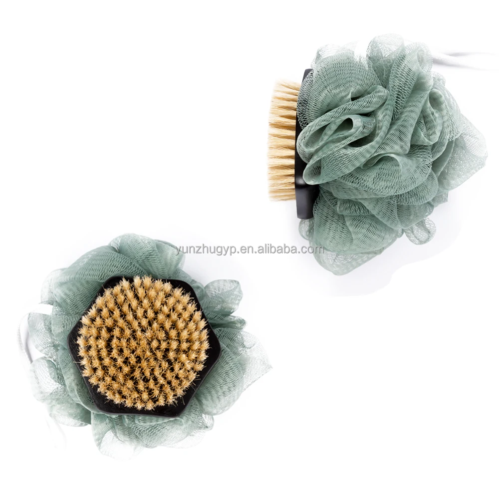 Wooden Body Brushes Dry Exfoliating Silicone Cleaning Massage Shower Body Bath ball bath brush dual purpose brus