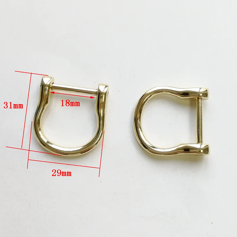 Gold D Rings with Closing Screw Shackle Key Holder Horseshoe U Shape D Ring DIY for Leather Purse