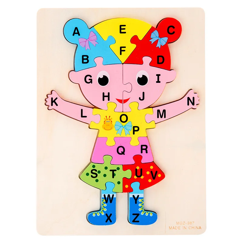 Toddler wooden Educational Kids toys toddler 3D Dinosaur Puzzle game Baby Cartoon Learning Puzzles board Toys for Children