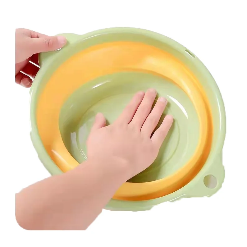 Cheap Portable Foldable Plastic Small Washbasin  With Handles Travel silicone collapsible Washbowl for Baby Kid Wash Basin