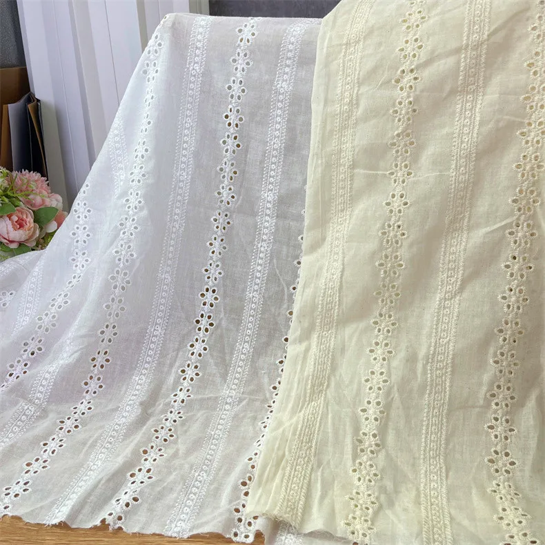 Cotton embroidery cotton cotton perforated embroidery fabric full width high density embroidery