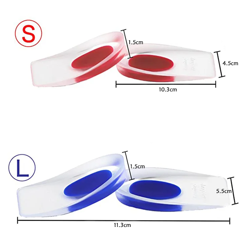 Transparent Silicone Heel Pad Half Size Shock Absorbing Insole Invisible Heightened Heel Cup PU Shoe Insoles