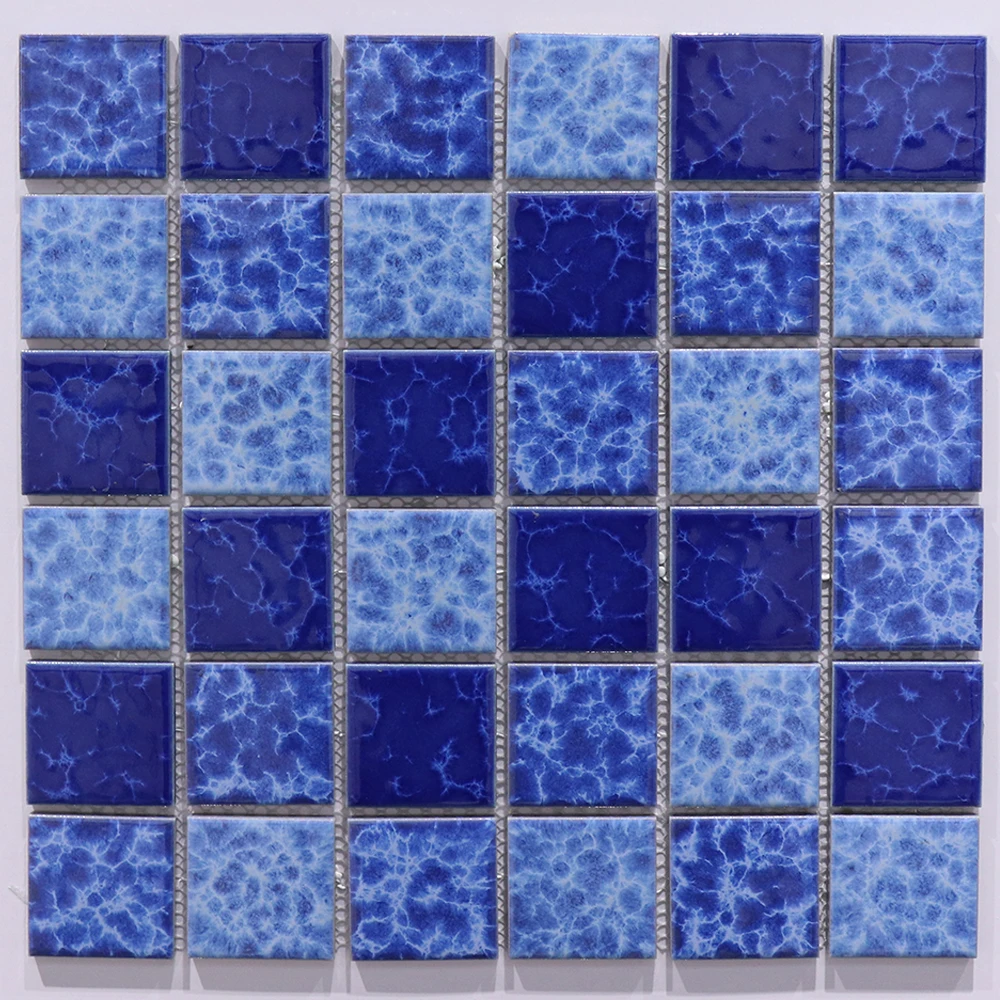 Chinese Foshan wholesale price 30 x 30 cm Ceramic Blue Mosaic Glazed Tiles For Swimming Pool Porcelain Floor
