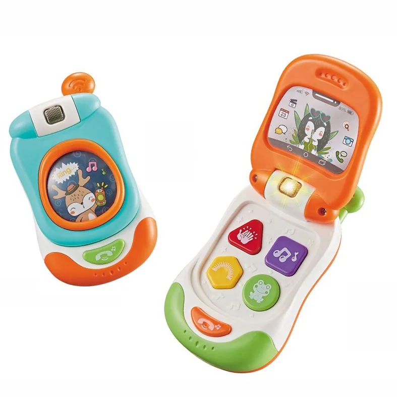 2024 Baby new early education electric mini flip mobile toy multi-function cartoon flip music phone toy