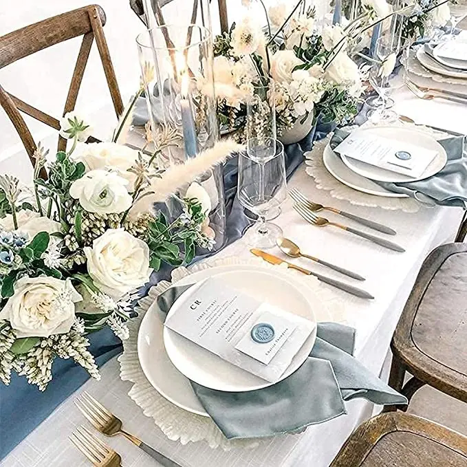 Пыльная синяя шифоновая скатерть 27x120 дюймов романтичная Цветочная Скатерть для свадьбы