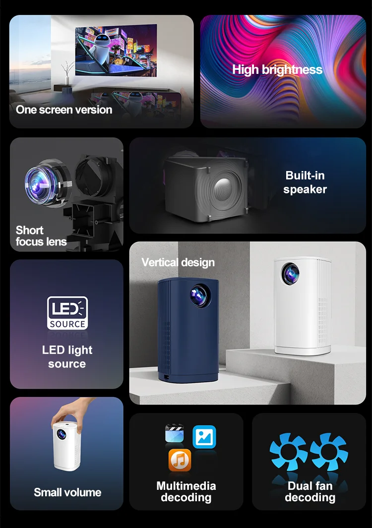 Custom logo Mini HDMI Smartphone USB Portable Outdoor Movie Projector Full HD 1080P Bluetooth Supported Compatible with TV Stick