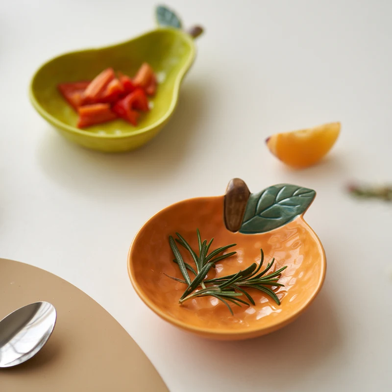 Novelty Irregular Fruit Shape Underglazed Ceramic Plates Healthy For Baby Use Dishes And Plates 3440