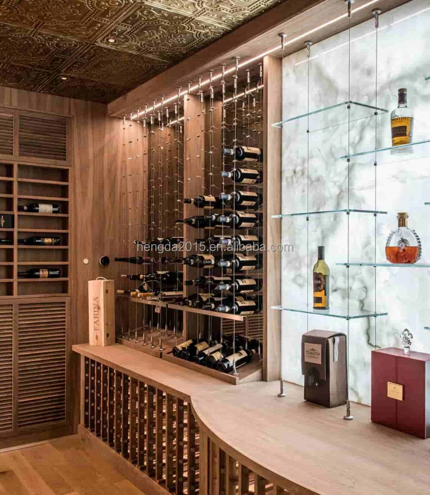 Пользовательские высокое качество 1,5 мм кабельная вешалка Винный Стеллаж подвесной трос плавающий винный кабель системы