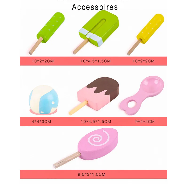 Детская интеллектуальная игра для кухни, деревянная тележка для мороженого, грузовик, игрушки, мороженое, игрушка