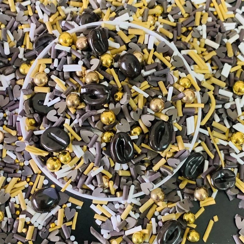 1kg/bag Mixed Coffee Bean Shape Resin Polymer Clay Slices Chocolate food  For Slime Fillers Holiday Diy Accessories