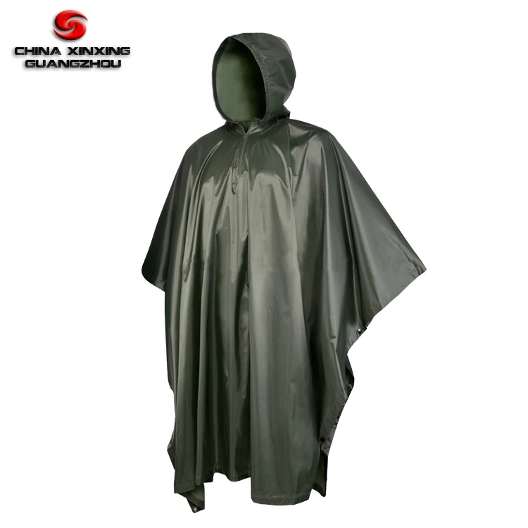 Factory Supplier Manufacturer Ppumpssquare Shape Smallshoes Rain Proof Rain Coat Olive Green PVC Waterproof Travel Poncho