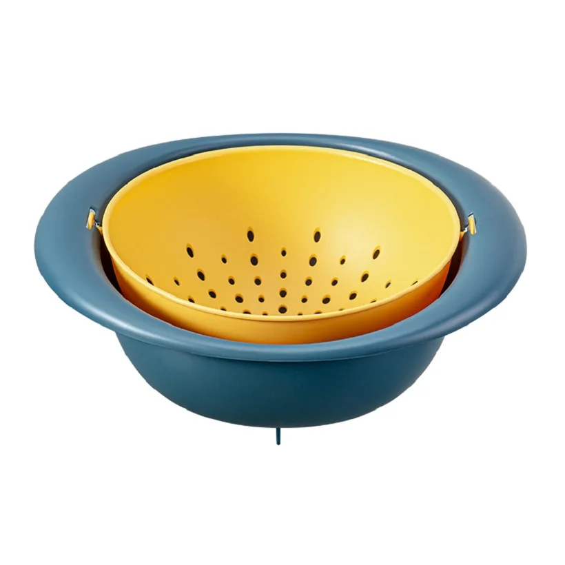 QH6-0107 Factory customized wholesale U-shaped drain basket washing fruits vegetables drain blue