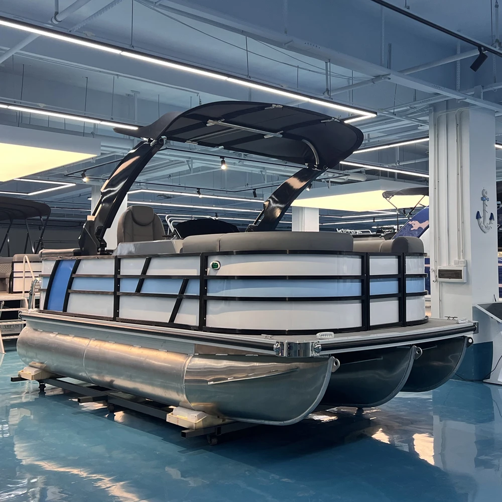 Customized Size Aluminum Pontoon Boat Water Sport Pontoon For Party and Traveling