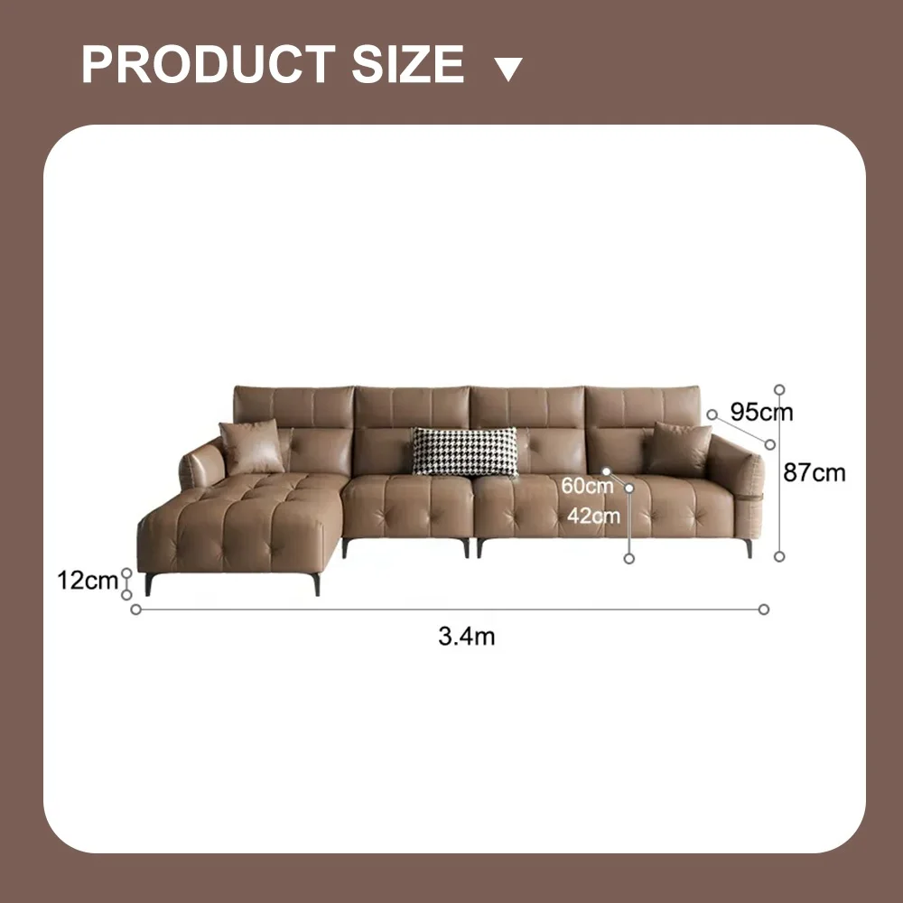Living Room Luxury Sofa Set Furniture Curved Sectional Italian Leather Brown Indoor For Home Modular Sofas
