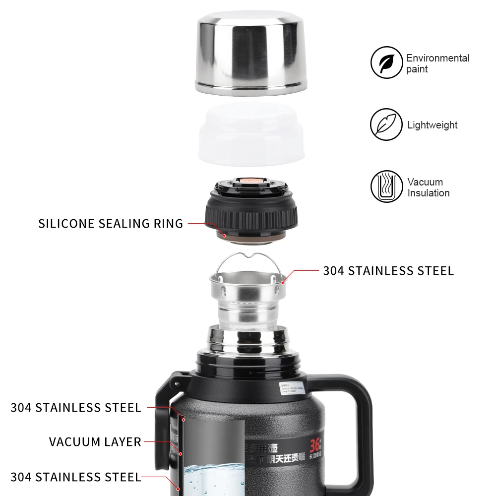 Hot Sale 2.5L/3L/3.5L Multifunctional Vacuum Coffee and Tea Pot 18/8 Stainless Steel Double Wall Jug for Coffee Tea Drinkware