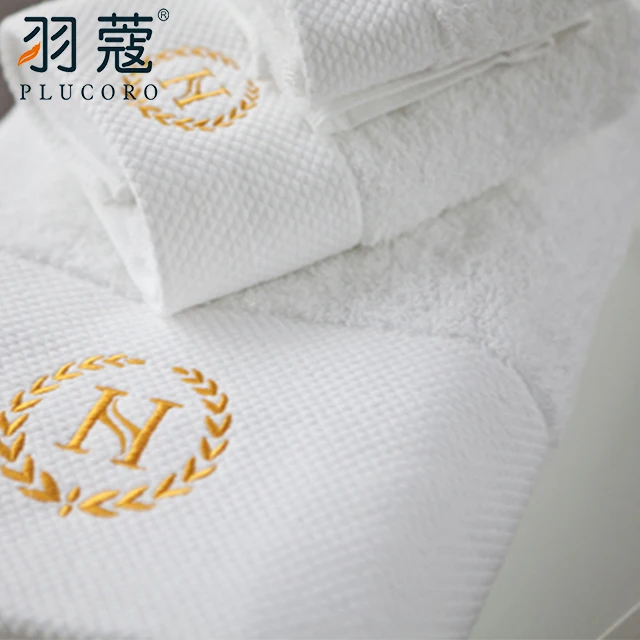 Hotel 100% Cotton 16s Towel Set Bath And Hand Towel With Embroidery Customer Logo
