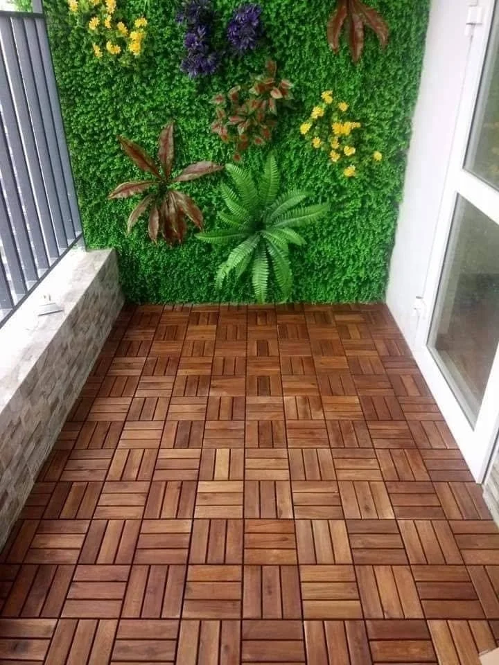 Acacia Wood Interlocking Deck Tiles, Plastic wood composite interlock deck tile or Plastic Decking Flooring Tiles B6556