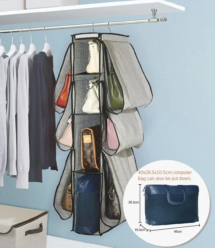 Dust Proof Wardrobe Closet Storage Bag Hanging Bag Wall Detachable Tote Bag Hanging Handbag Purse Organizer