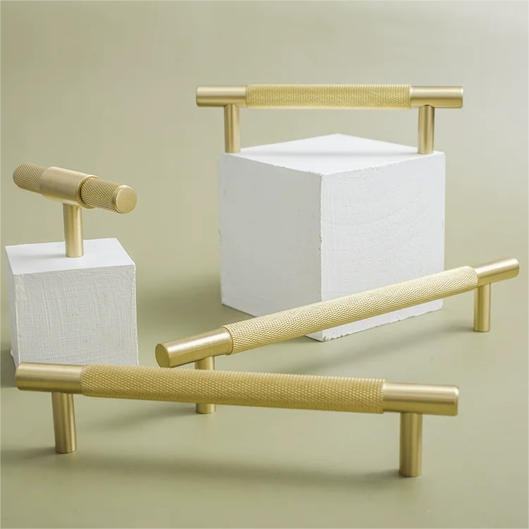 Hot brass handle drawer wardrobe door kitchen cabinets knob Closet handle kitchen cabinet pull knurl handle