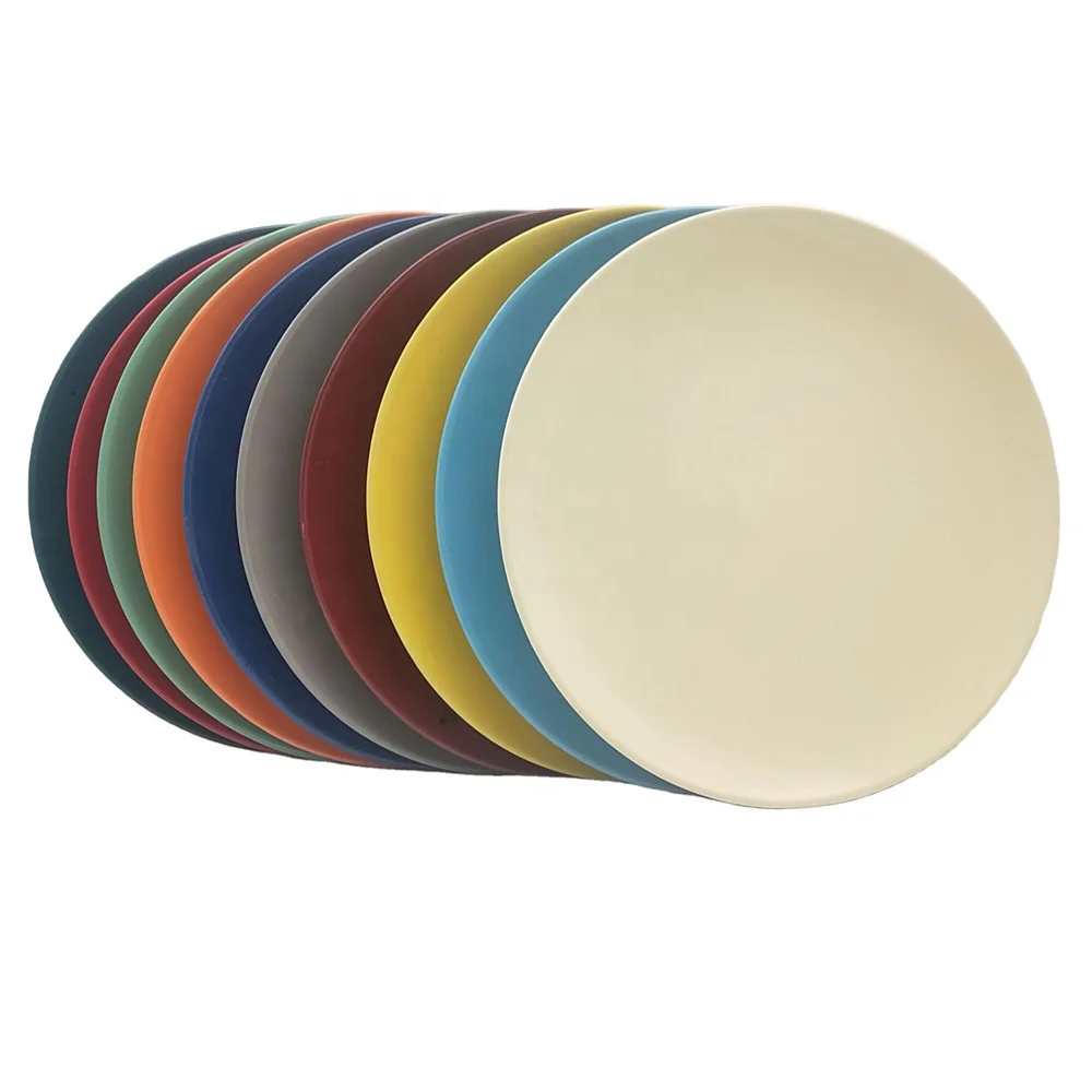 
hot sale wholesale household cheap colored plate red yellow blue green orange grey cream ceramic plate 