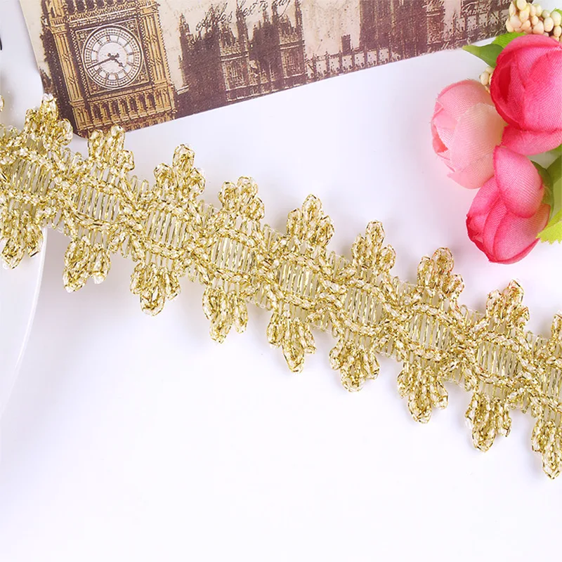 Wholesale Price Hot-sell Customize Metallic Yarn Gold Lace Trim Ethnic Webbing Lace