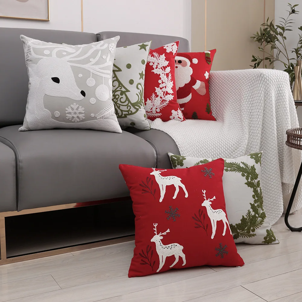 New Home Sofa Cushion Chenille Jacquard Snowflake Holiday Pillow Christmas Throw Pillow Cover