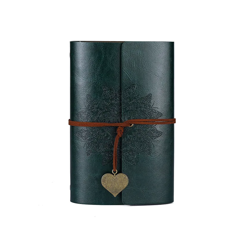 Vintage Notepad A6 Size Kraft Paper Cute Heart Shape Pendant Bookmark Loose Leaf Detachable Notebook