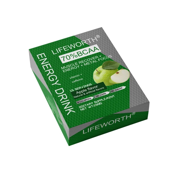 LIFEWORTH яблочный кофеин перед тренировкой энергетическая добавка безалкогольный напиток порошок витамин B12 фруктовый ароматизатор карбонат основной ингредиент