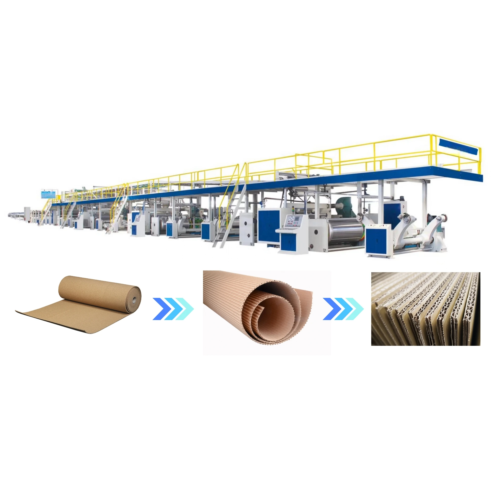 Corrugated board production equipment paper / corrugated cardboard sheet 3 ply corrugated cardboard production line