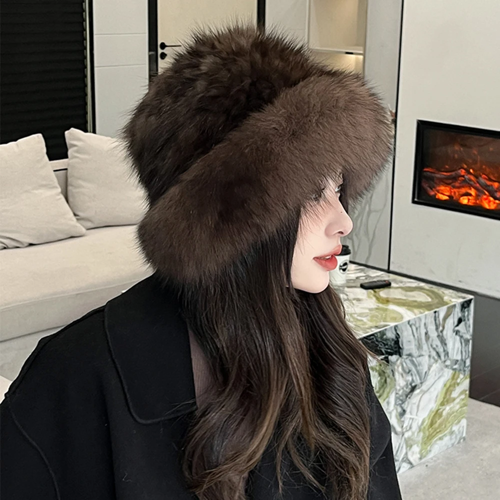 2024 Women New Collection Luxury Real Sable Fur Hat Ladies Winter Genuine Mink Fur Cap